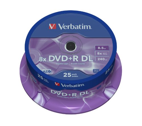 Best Value Verbatim 43757 DVD+R 8x DL Matt Silver 25 pack