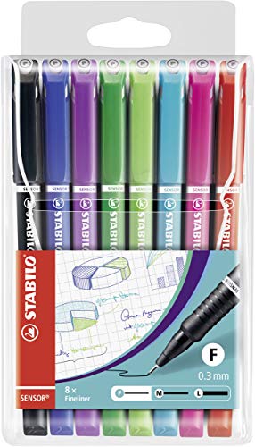 Best Value Fineliner - STABILO SENSOR F Wallet of 8 assorted colours