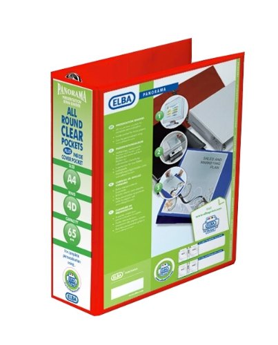 Best Value Emgee Presentation Lever Arch File Clear Cover Pockets 2-Ring 70mm Spine A4 Red Ref 560351 [Pack of 5]