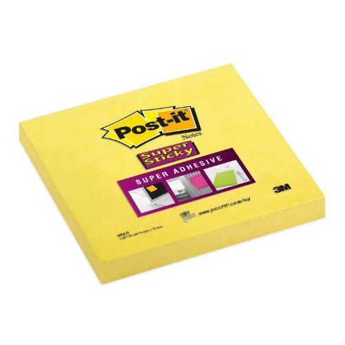 Best Value Post-It Super Sticky Notes 90 Sheets Per Pad, 76 x 76 mm - Ultra Yellow