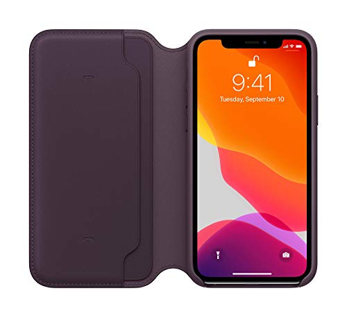 Apple Folio - Flip cover for mobile phone - leather - aubergine - for iPhone 11 Pro