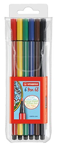 Best Value STABILO Pen 68 Premium Felt-Tip Pen - Wallet of 6 Colours