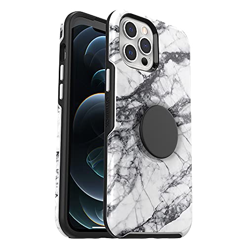 OtterBox Otter + Pop Symmetry Series - Back cover for mobile phone - polycarbonate, synthetic rubber - white marble graphic - for Apple iPhone 12 Pro Max