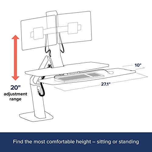 Ergotron WorkFit-A Dual with Worksurface+ - Stand (tray, desk clamp mount, pivot) for 2 LCD displays / keyboard / mouse - black, polished aluminium - screen size: up to 24" - desktop