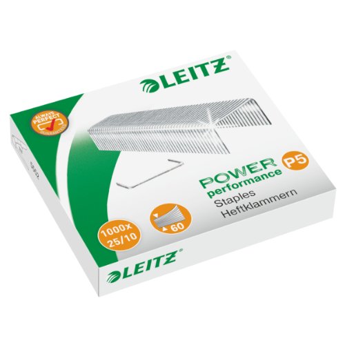 Best Value Leitz 55740000 P5 Power Performance 25/10 Staples, Power Performance, Resistant Metal Wire, Length 10 mm, 1000 Staples, Staples Up to 60 Sheet Capacity