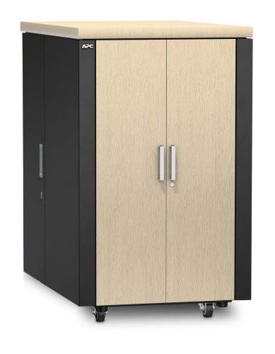 APC NetShelter CX Secure Soundproof Server Room in a Box Enclosure - Shock Packaging - Rack cabinet - with power distribution unit - grey, oak - 24U - 19"