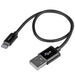 StarTech.com USBLT30CMB 0.3 m (11 Inch) Short Black Apple 8-Pin Lightning Connector to USB Cable for iPhone/iPod/iPad, Charge and Sync Cable