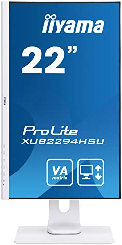 iiyama ProLite XUB2294HSU-W1 - LED monitor - 22" (21.5" viewable) - 1920 x 1080 Full HD (1080p) @ 75 Hz - VA - 250 cd/m - 3000:1 - 4 ms - HDMI, VGA, DisplayPort - speakers - matt white