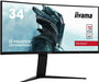 iiyama G-MASTER Red Eagle - LED monitor - curved - 34" (34" viewable) - 3440 x 1440 UWQHD @ 144 Hz - VA - 400 cd/m - 3000:1 - DisplayHDR 400 - 1 ms - 2xHDMI, 2xDisplayPort - speakers - matte black