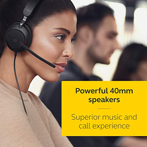 Jabra Evolve 2 40 USB A Wired Noise Isolating Mono Headset Powerful 40mm Speaker Certified for Microsoft Teams Dedicated Teams Button