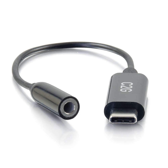 C2G USB C to Aux (3.5mm) Adapter - USB C Audio Adapter - USB-C to headphone jack adapter - 24 pin USB-C male to mini-phone stereo 3.5 mm female