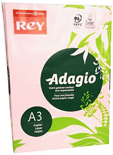 Best Value Rey Adagio A3 80gsm Pink Paper - 1 Ream (500 Sheets)