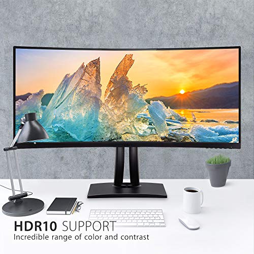 ViewSonic VP3481 - LED monitor - curved - 34" - 3440 x 1440 UWQHD - MVA - 400 cd/m² - 3000:1 - HDR10 - 5 ms - 2xHDMI, DisplayPort, USB-C - speakers