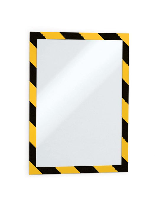 Best Value Durable DURAFRAME Security 4944130, A4 Magnetic Frame with Self-Adhesive Backing Display Frame for POS, Retail, Photos, Notices, Wall and Windows, Chevroned Yellow/Black, Pack of 2