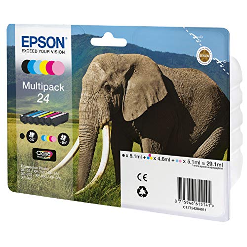 Epson 24 Multipack - 6-pack - 29.1 ml - black, yellow, cyan, magenta, light magenta, light cyan - blister - ink cartridge - for Expression Photo XP-55, XP-750, XP-760, XP-850, XP-860, XP-950, XP-960, XP-970