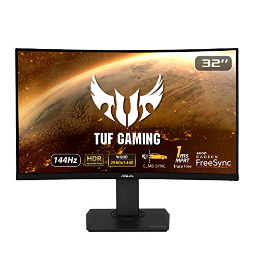 ASUS TUF Gaming VG32VQ - LED monitor - curved - 31.5" - 2560 x 1440 WQHD @ 144 Hz - VA - 400 cd/m - 3000:1 - HDR10 - 1 ms - 2xHDMI, DisplayPort - speakers