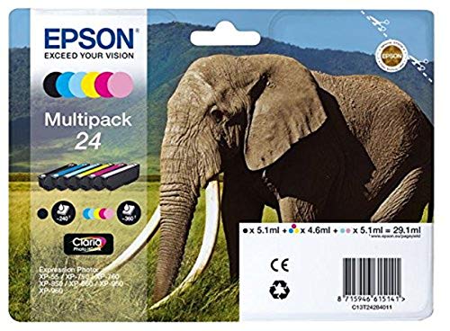 Epson 24 Multipack - 6-pack - 29.1 ml - black, yellow, cyan, magenta, light magenta, light cyan - blister - ink cartridge - for Expression Photo XP-55, XP-750, XP-760, XP-850, XP-860, XP-950, XP-960, XP-970