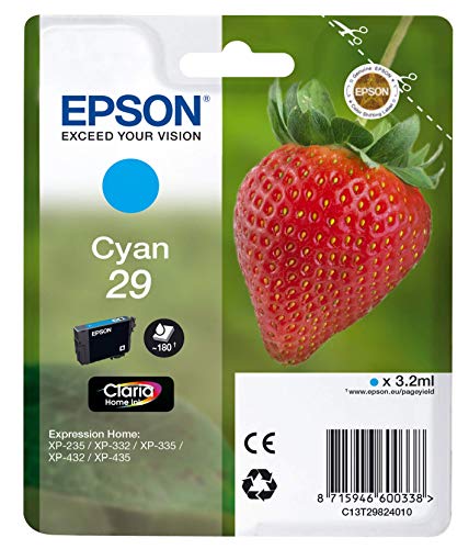 Epson 29 - 3.2 ml - cyan - original - blister - ink cartridge - for Expression Home XP-245, 247, 255, 257, 332, 342, 345, 352, 355, 435, 442, 445, 452, 455