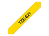 Brother P-touch Labelling Tape Authentic TZe-621 Adhesive Black on Yellow 9 mm x 8 m