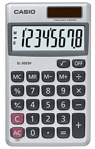 Best Value Casio Calculator Handheld Battery Solar-power 8 Digit 3 Key Memory Wallet 70x117x8mm Ref SL300SV