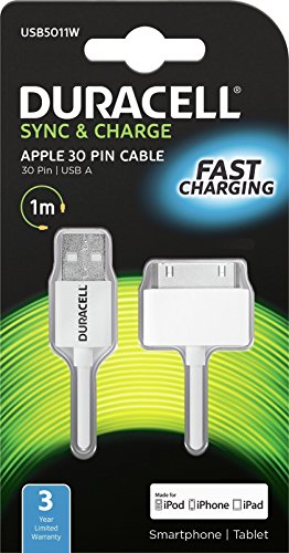 Duracell - Charging / data cable - USB (M) to Apple Dock (M) - 1 m - white - for Apple iPad/iPhone/iPod (Apple Dock)