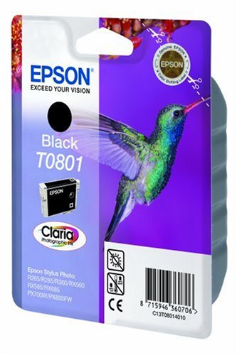 Epson T0801 - 7.4 ml - black - original - blister - ink cartridge - for Stylus Photo P50, PX650, PX660, PX700, PX710, PX720, PX730, PX800, PX810, PX820, PX830