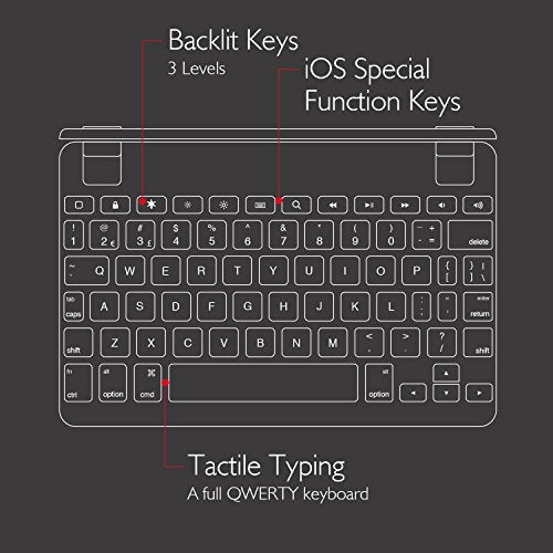 Brydge 7.9 Inches QWERTY English Bluetooth Wireless Keyboard for Apple iPad Mini 4th Generation Patented Hinge Design Backlit Keys 180 Degree Viewing 