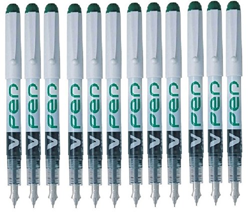 Best Value Pilot V Pen Disposable Fountain Pen - Green, Box of 12