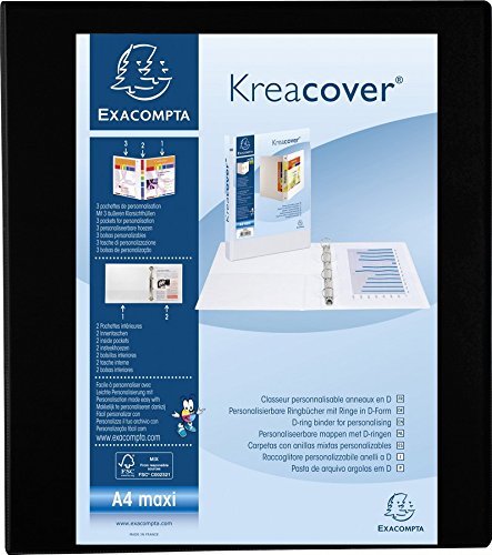 Best Value Exacompta Kreacover PP Ring Binder, A4, 4 D-Rings, 75 mm Spine - Black