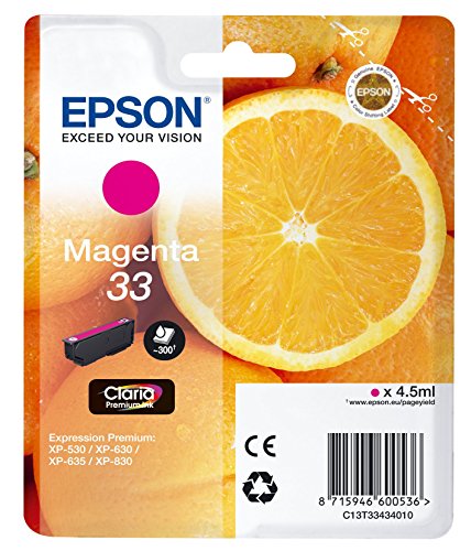 Epson 33 - 4.5 ml - magenta - original - blister - ink cartridge - for Expression Home XP-635, 830, Expression Premium XP-530, 540, 630, 635, 640, 645, 830, 900