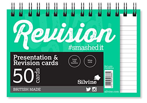 Silvine Revision and Presentation Cards Ruled 152x102mm Twinwire Pad White (Pack 50)