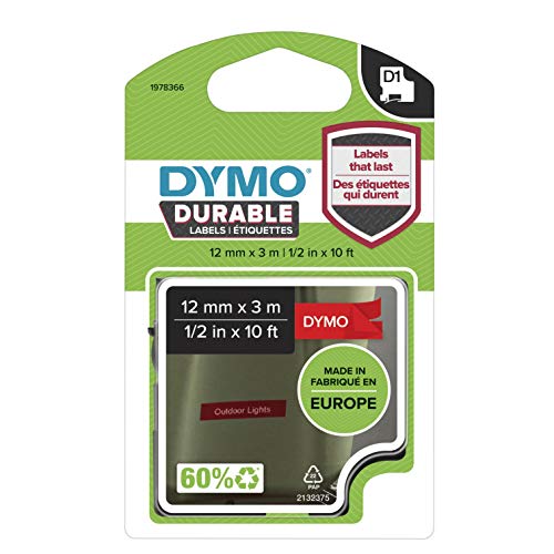 DYMO D1 - Self-adhesive - white on red - Roll (1.2 cm x 3 m) 1 roll(s) label tape - for LabelMANAGER 100, 150, 160, 200, 210, 220, 260, 280, 300, 360, 420, 450, MobileLabeler