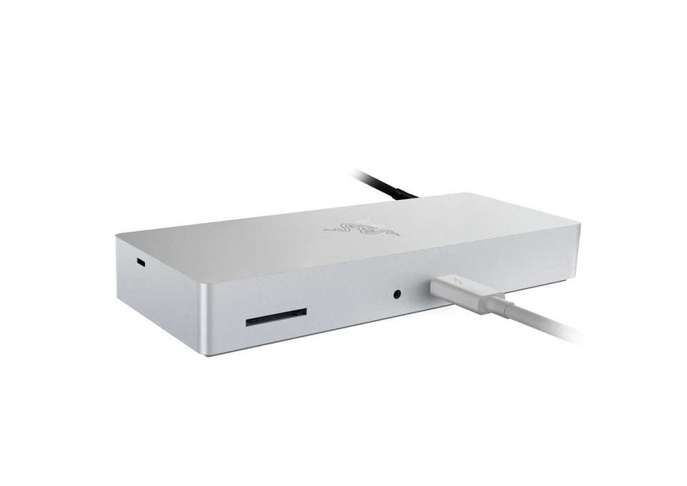 Razer Thunderbolt 4 Dock Chroma Premium Hub with RGB Lighting for Windows and Mac Mercury White