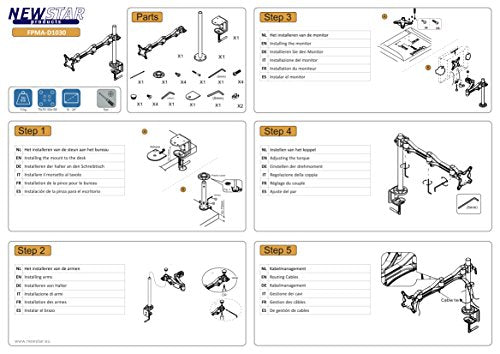 NewStar Full Motion Desk Mount (clamp) for 10-30" Monitor Screen, Height Adjustable - Silver - Desk mount for LCD display (adjustable arm) - silver - screen size: 10"-30"
