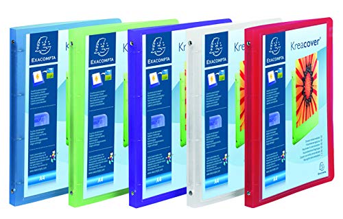 Best Value Exacompta Kreacover Chromaline PP Flexible Cover Ring Binder, A4, 20 mm Spine, 4 Rings - Assorted Colours, Pack of 20