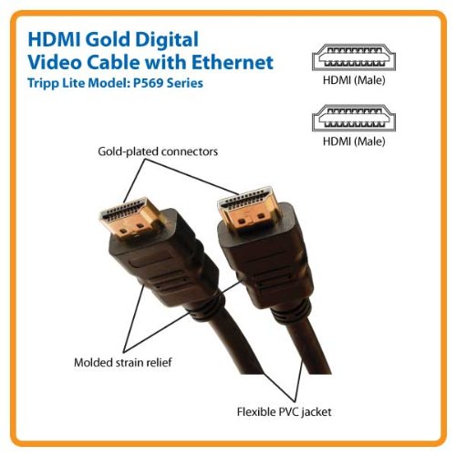 Tripp Lite High Speed HDMI Cable with Ethernet UHD 4K Digital Video with Audio 6ft