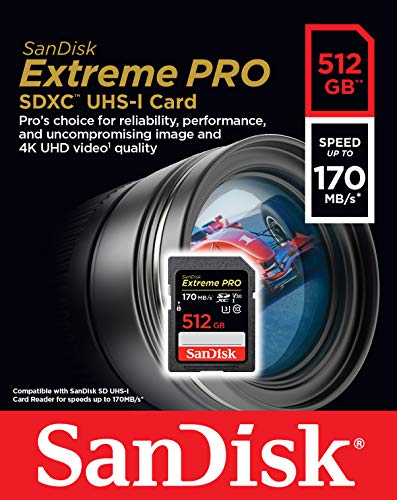 SanDisk Extreme Pro - Flash memory card - 512 GB - Video Class V30 / UHS-I U3 / Class10 - SDXC UHS-I