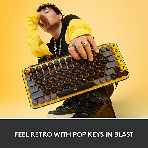 Logitech Pop Keys RF Wireless Bluetooth QWERTY UK English Mechanical Keyboard Blast Yellow