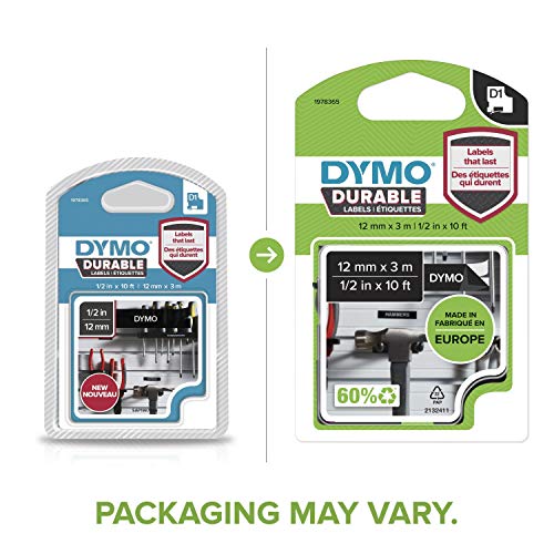 DYMO D1 - Self-adhesive - white on black - Roll (1.2 cm x 3 m) 1 roll(s) label tape - for LabelMANAGER 100, 150, 160, 200, 210, 220, 260, 280, 300, 360, 420, 450, MobileLabeler