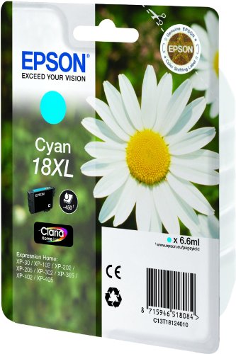 Epson 18XL - 6.6 ml - XL - cyan - original - ink cartridge - for Expression Home XP-212, 215, 225, 312, 315, 322, 325, 412, 415, 422, 425