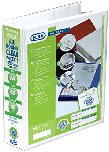 Elba Panorama A4 Presentation Binder PVC 4 D Ring 50mm White (Pack 10)