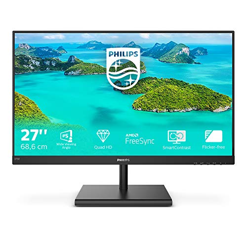 Philips E-line 275E1S - LED monitor - 27" - 2560 x 1440 1440p (Quad HD) @ 75 Hz - IPS - 250 cd/m? - 1000:1 - 4 ms - HDMI, VGA, DisplayPort - textured black