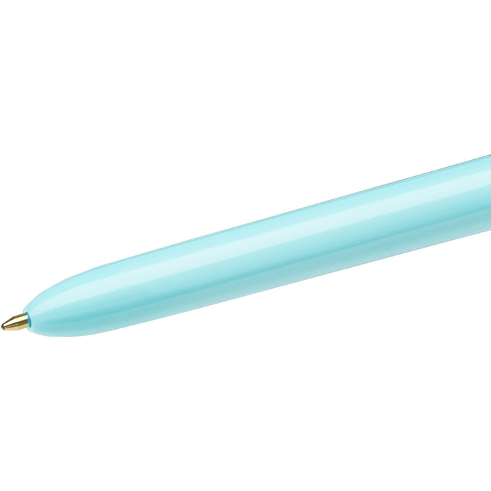 Best Value BIC 4 Colours Fun Ballpoint Pens Medium Point (1.0 mm) - Light Blue Pastel Barrel, Box of 12