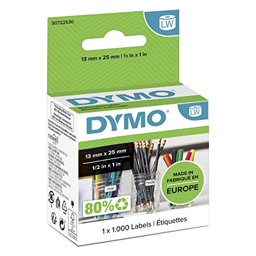 Permanent adhesive labels - white - 12 x 24 mm - 1000 label(s) ( 1 roll(s) x 1000 ) - for DYMO LabelWriter - S0722530