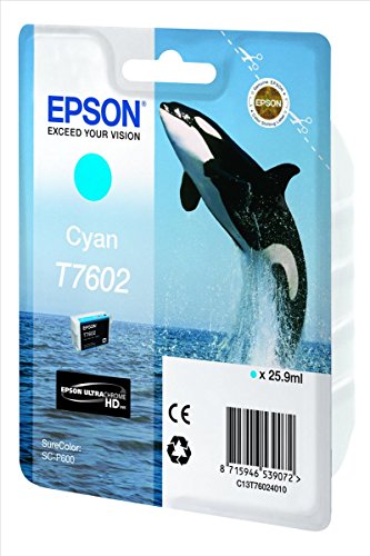 Epson T7602 - 26 ml - cyan - original - blister - ink cartridge - for SureColor P600, SC-P600