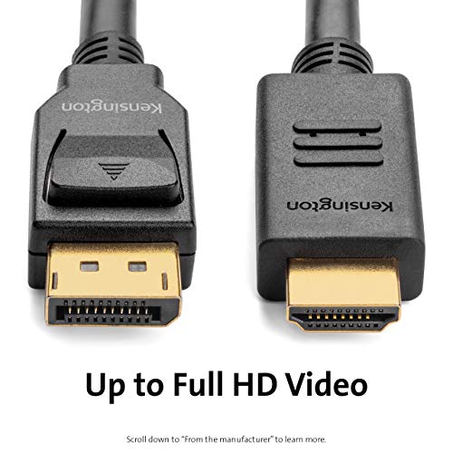 Kensington DisplayPort 1.2 (M) to HDMI (M) Passive Cable, 6ft - Video cable - DisplayPort male to HDMI male - 1.83 m - black - passive, 1080p support