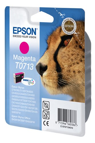 Epson T0713 - 5.5 ml - magenta - original - ink cartridge - for Stylus DX9400, SX115, SX210, SX215, SX218, SX415, SX515, SX610, Stylus Office BX310, BX610