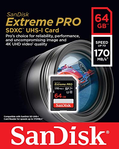 SanDisk Extreme Pro - Flash memory card - 64 GB - Video Class V30 / UHS-I U3 / Class10 - SDXC UHS-I