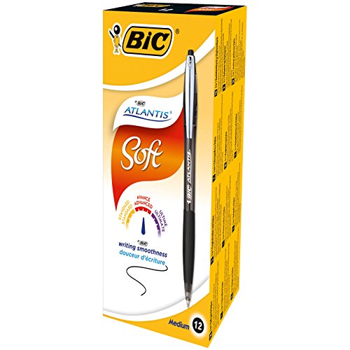 Best Value BIC Atlantis Soft Ball Pens Medium Point (1.0 mm) - Black, Box of 12