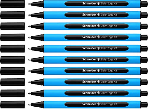 Best Value Schneider 152201 Ballpoint Pen Slider Edge with Cap XB Black Barrel Colour: Cyan-Black Pack of 10